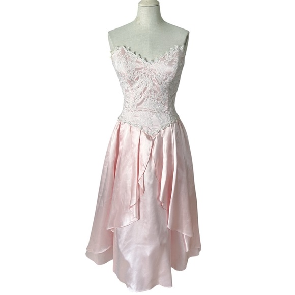 Vintage Gunne Sax by Jessica Mcclintock‎ Fit And Flare Pink Princess Dress - Picture 1 of 10